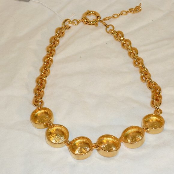 Statement Choker, 24kt G.P. Over Silver, 6 Bezel Set Swarovski Cr… - Picture 4 of 4